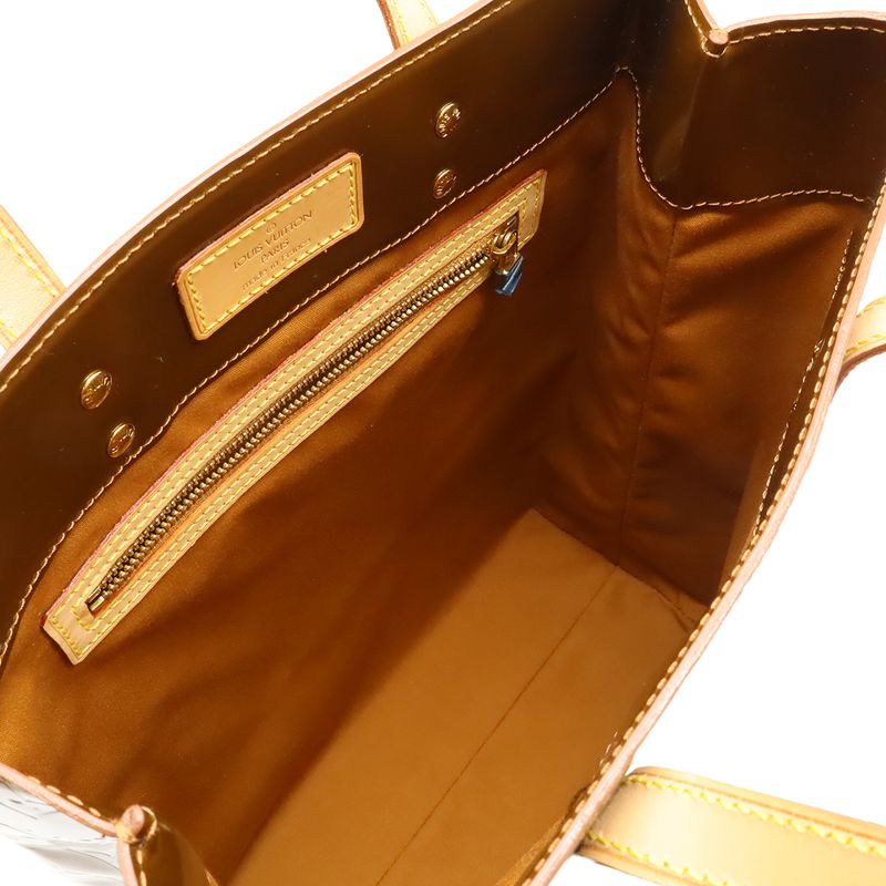 Louis Vuitton Monogram Vernis Reed MM Tote Handbag Enameled Calf Bronze Brown