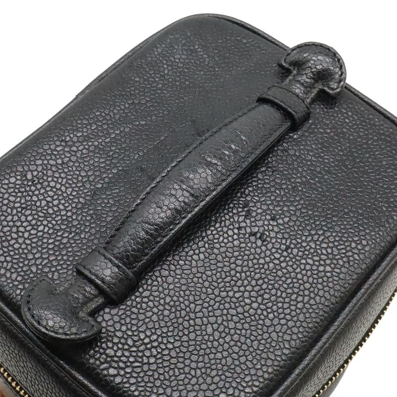 Chanel Coco Mark Vanity Bag Handbag Cosmetic Pouch Cosmetic Pouch Caviar Skin