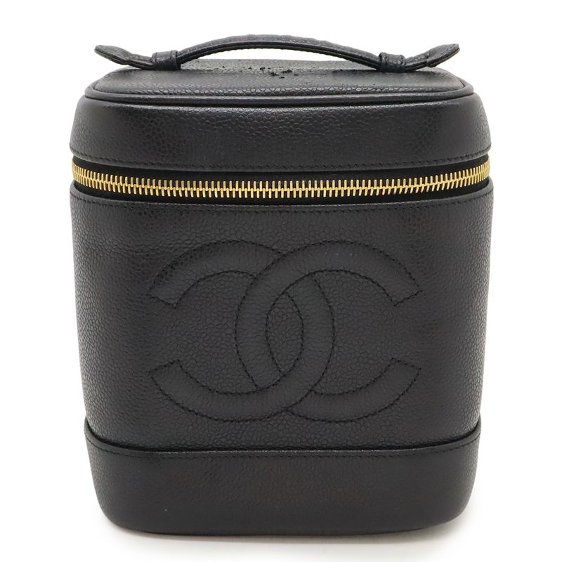 Chanel Coco Mark Vanity Bag Handbag Cosmetic Pouch Cosmetic Pouch Caviar Skin