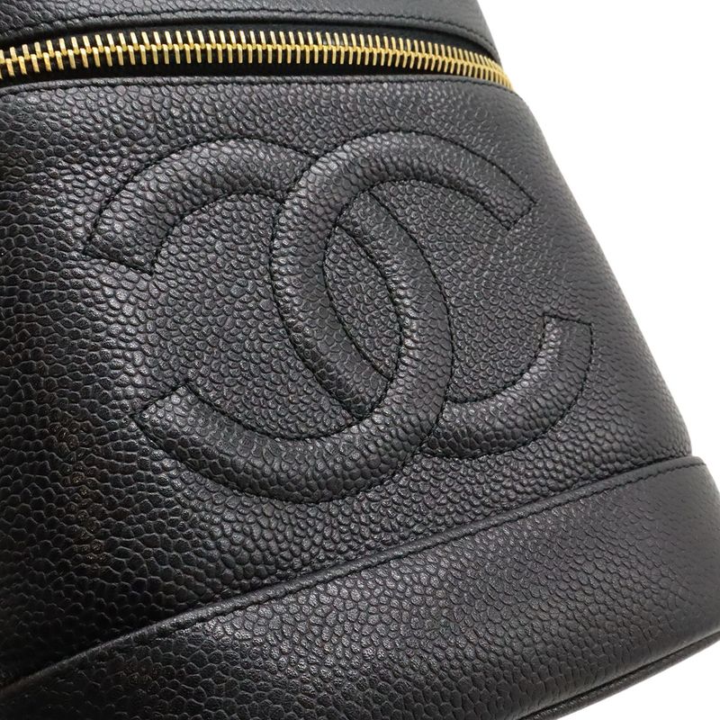 Chanel Coco Mark Vanity Bag Handbag Cosmetic Pouch Cosmetic Pouch Caviar Skin