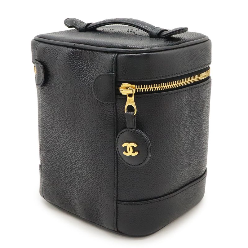 Chanel Coco Mark Vanity Bag Handbag Cosmetic Pouch Cosmetic Pouch Caviar Skin