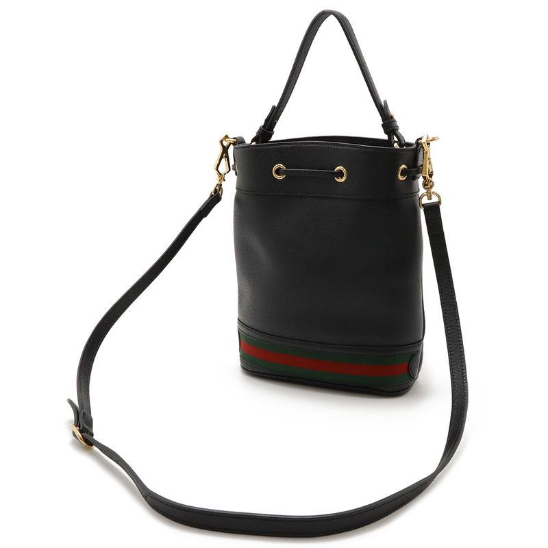 Gucci Ophidia Small Bucket Bag Handbag 2WAY Shoulder Drawstring Webline Leather