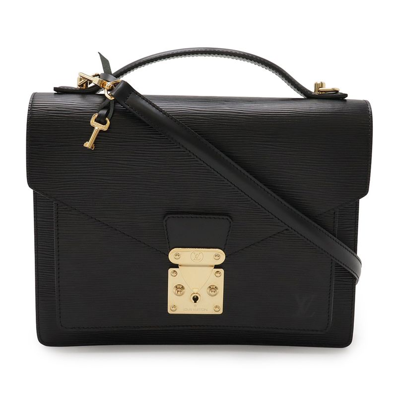 Louis Vuitton Epi Monceau Second Bag Handbag 2way Shoulder Noir Black Gold