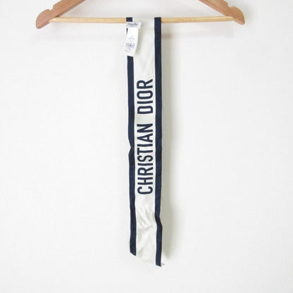 Christian Dior Mizza Millefiori Floral Silk Scarf Navy Off-White Women's Used