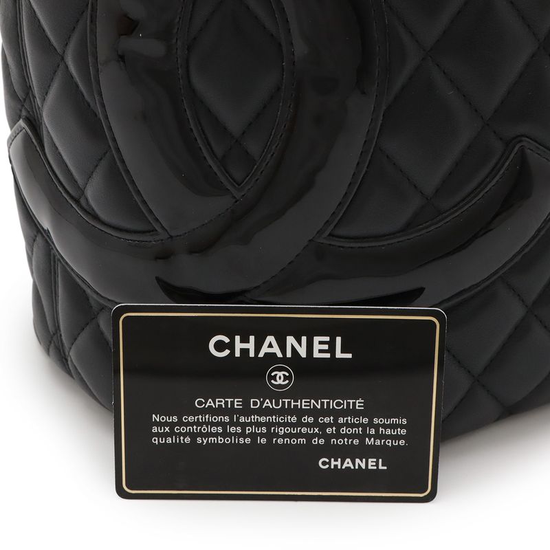 Chanel Cambon Line Coco Mark Large Tote Shoulder Bag Tote Bag Soft Calf Enamel
