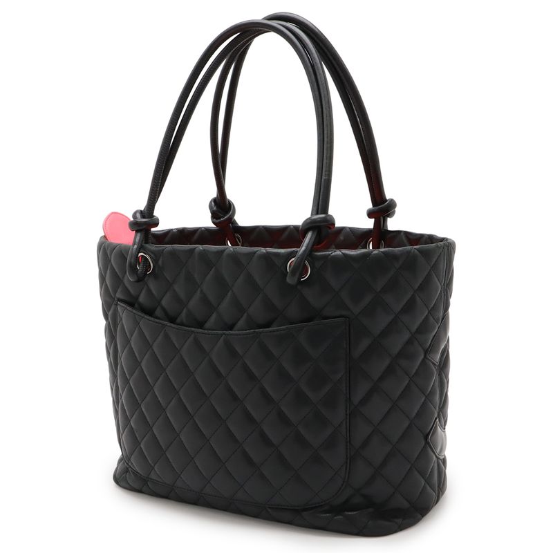 Chanel Cambon Line Coco Mark Large Tote Shoulder Bag Tote Bag Soft Calf Enamel