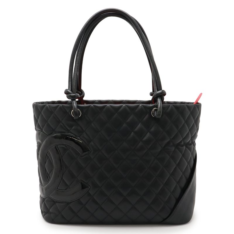 Chanel Cambon Line Coco Mark Large Tote Shoulder Bag Tote Bag Soft Calf Enamel