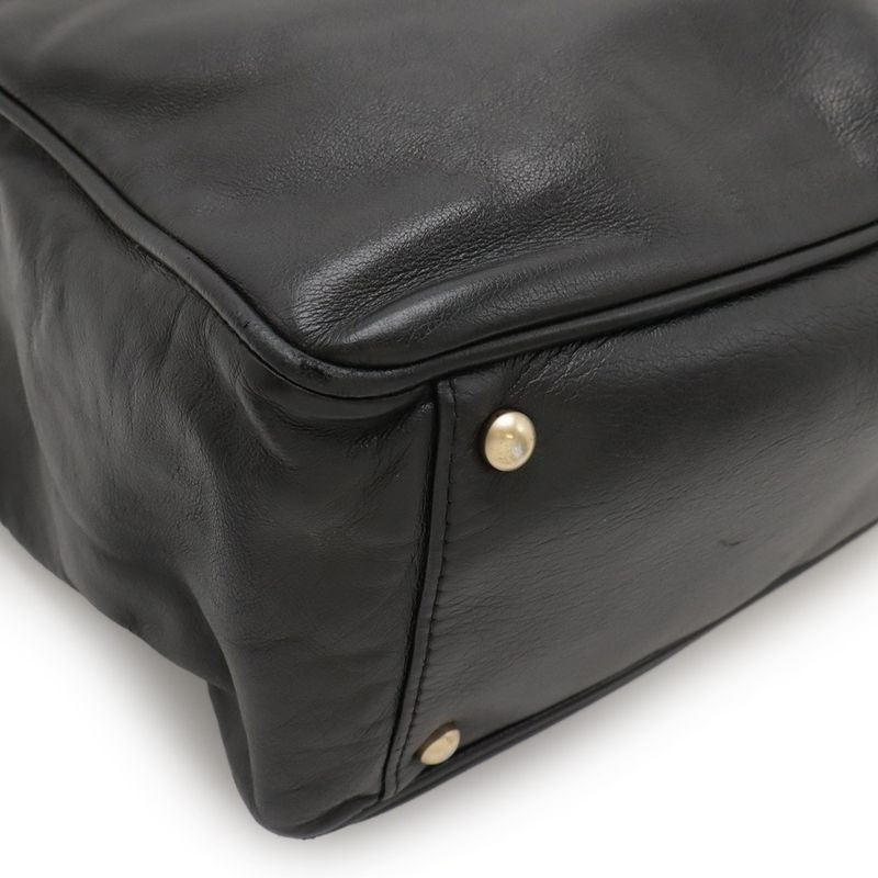 Chanel Camellia Logo Tote Shoulder Bag Shoulder Tote Shoulder Leather Black