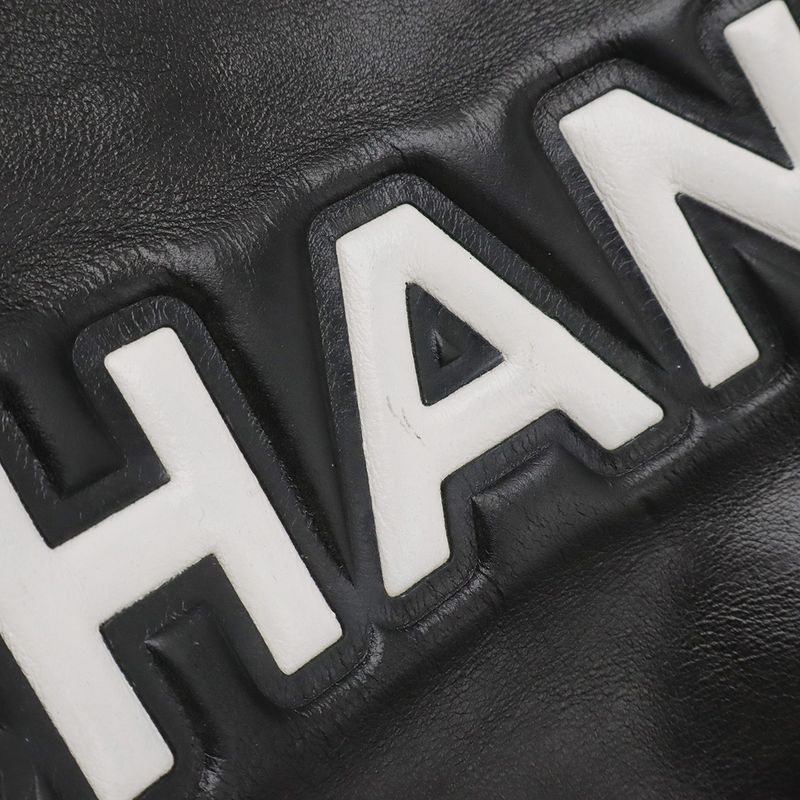 Chanel Camellia Logo Tote Shoulder Bag Shoulder Tote Shoulder Leather Black