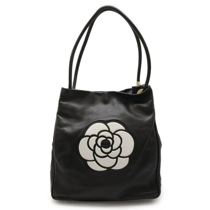 Chanel Camellia Logo Tote Shoulder Bag Shoulder Tote Shoulder Leather Black