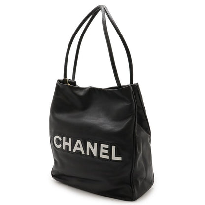 Chanel Camellia Logo Tote Shoulder Bag Shoulder Tote Shoulder Leather Black