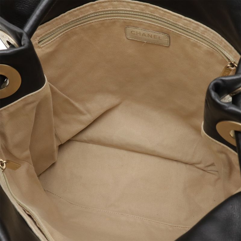 Chanel Camellia Logo Tote Shoulder Bag Shoulder Tote Shoulder Leather Black