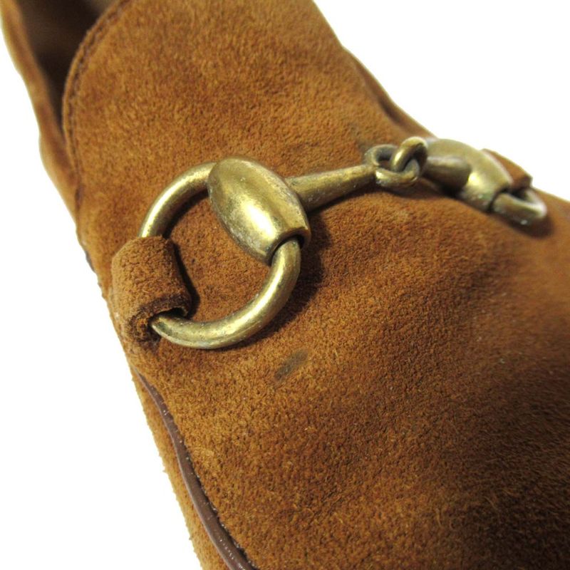 Gucci Brixton Suede Leather Horsebit Loafers 407314 Size 7 26cm (10.24in) Camel
