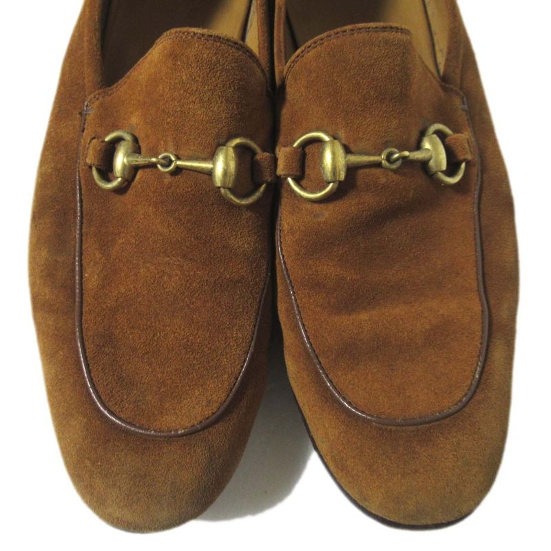 Gucci Brixton Suede Leather Horsebit Loafers 407314 Size 7 26cm (10.24in) Camel