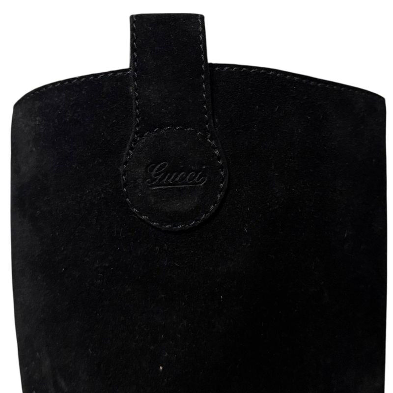 Gucci Suede Long Boots 317031 Size 35 1/2 Approx 22.5cm (8.86in) Black Women's