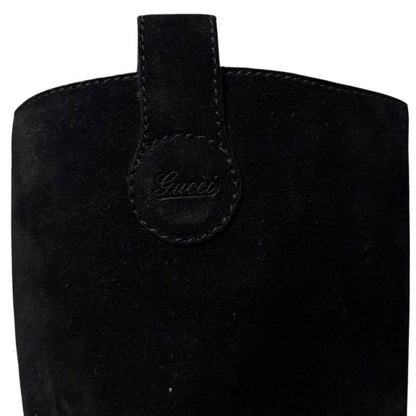 Gucci Suede Long Boots 317031 Size 35 1/2 Approx 22.5cm (8.86in) Black Women's