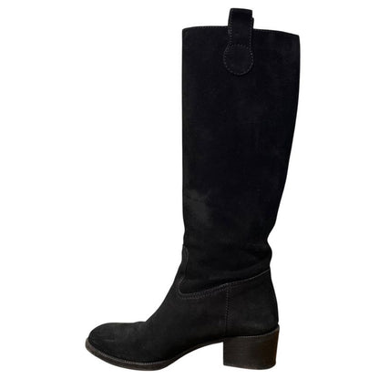 Gucci Suede Long Boots 317031 Size 35 1/2 Approx 22.5cm (8.86in) Black Women's
