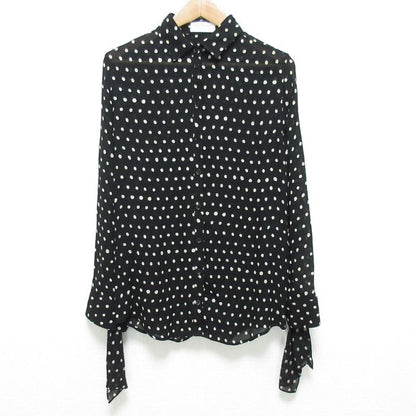 Saint Laurent Paris Dot Pattern Sleeve Ribbon Long Sleeve Shirt Blouse Size 38