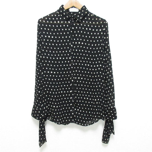 Saint Laurent Paris Dot Pattern Sleeve Ribbon Long Sleeve Shirt Blouse Size 38