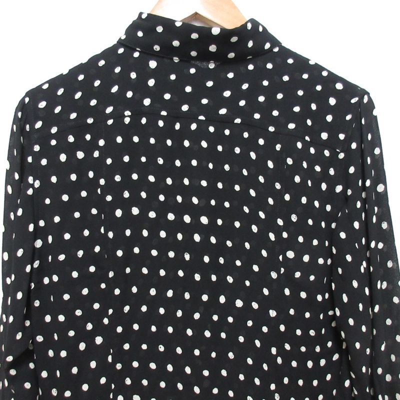 Saint Laurent Paris Dot Pattern Sleeve Ribbon Long Sleeve Shirt Blouse Size 38