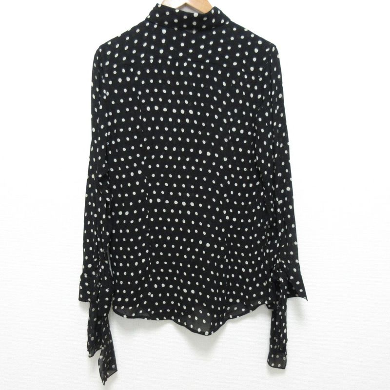 Saint Laurent Paris Dot Pattern Sleeve Ribbon Long Sleeve Shirt Blouse Size 38