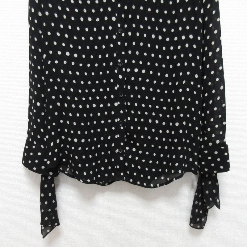 Saint Laurent Paris Dot Pattern Sleeve Ribbon Long Sleeve Shirt Blouse Size 38