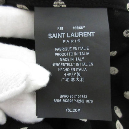 Saint Laurent Paris Dot Pattern Sleeve Ribbon Long Sleeve Shirt Blouse Size 38