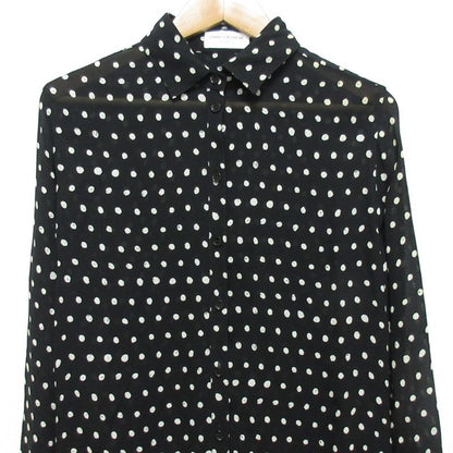 Saint Laurent Paris Dot Pattern Sleeve Ribbon Long Sleeve Shirt Blouse Size 38