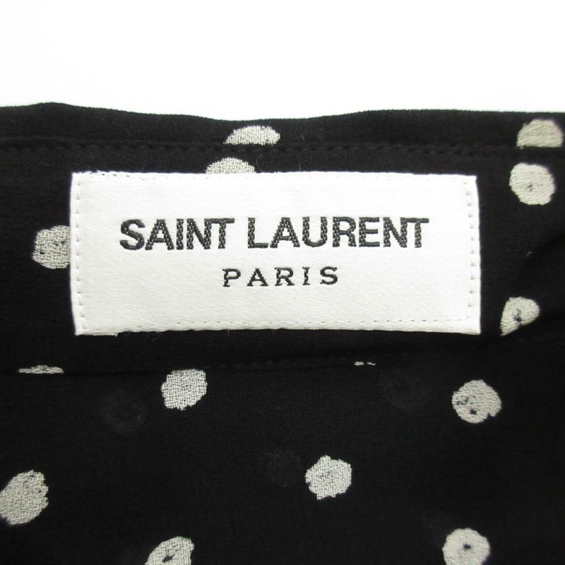 Saint Laurent Paris Dot Pattern Sleeve Ribbon Long Sleeve Shirt Blouse Size 38