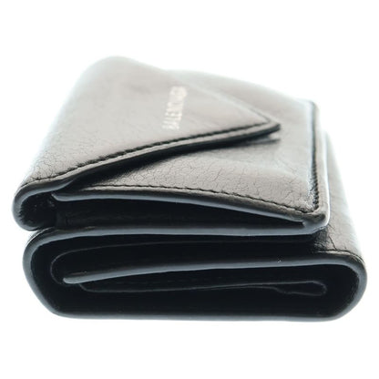 Balenciaga Paper ZA MINI Wallet Paper Mini Wallet Fold Wallet Leather Black