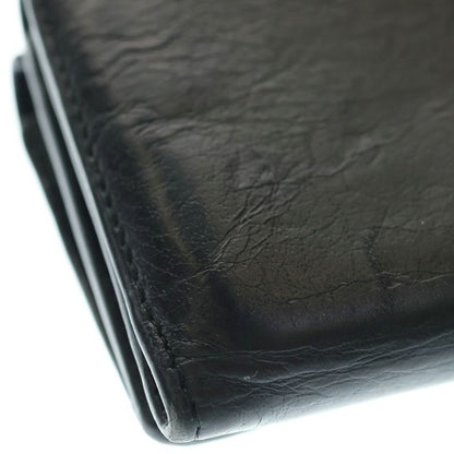 Balenciaga Paper ZA MINI Wallet Paper Mini Wallet Fold Wallet Leather Black