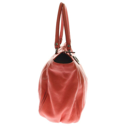 Gucci Logo Tote Handbag Red Leather 341491 Silver Hardware