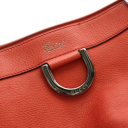 Gucci Logo Tote Handbag Red Leather 341491 Silver Hardware