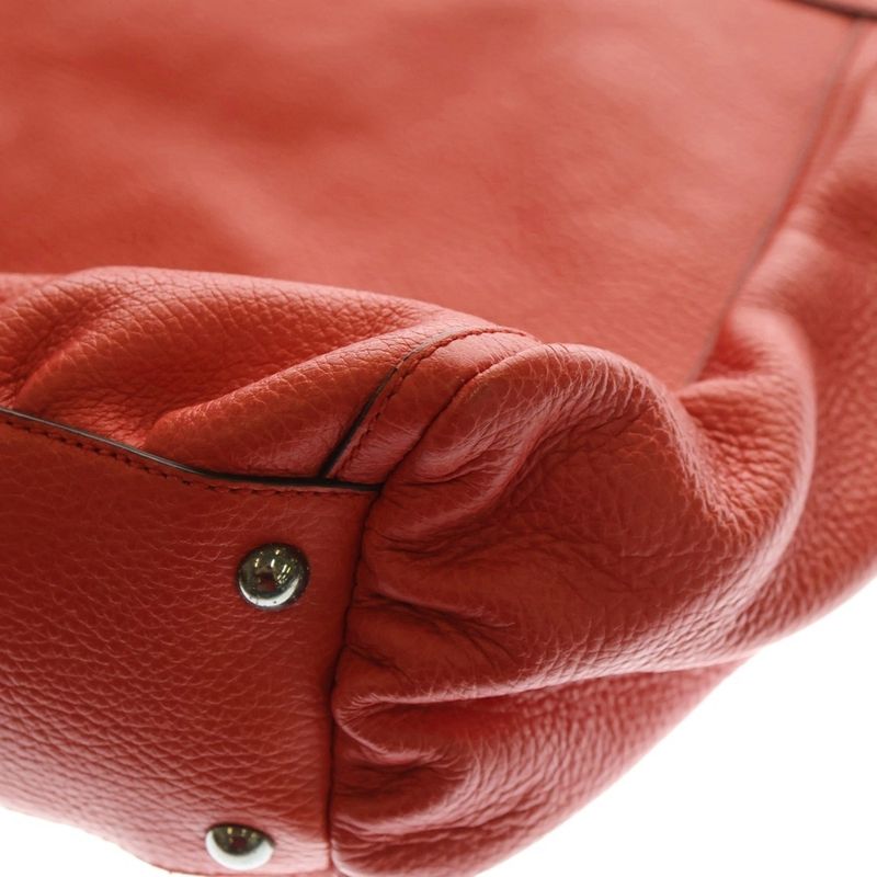 Gucci Logo Tote Handbag Red Leather 341491 Silver Hardware