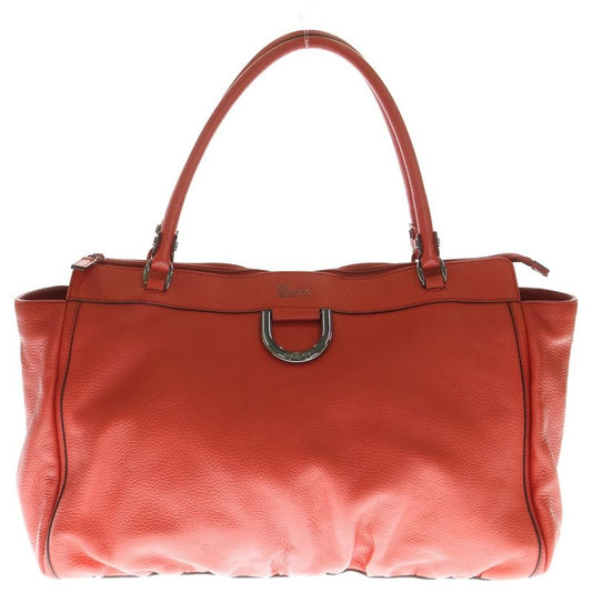Gucci Logo Tote Handbag Red Leather 341491 Silver Hardware