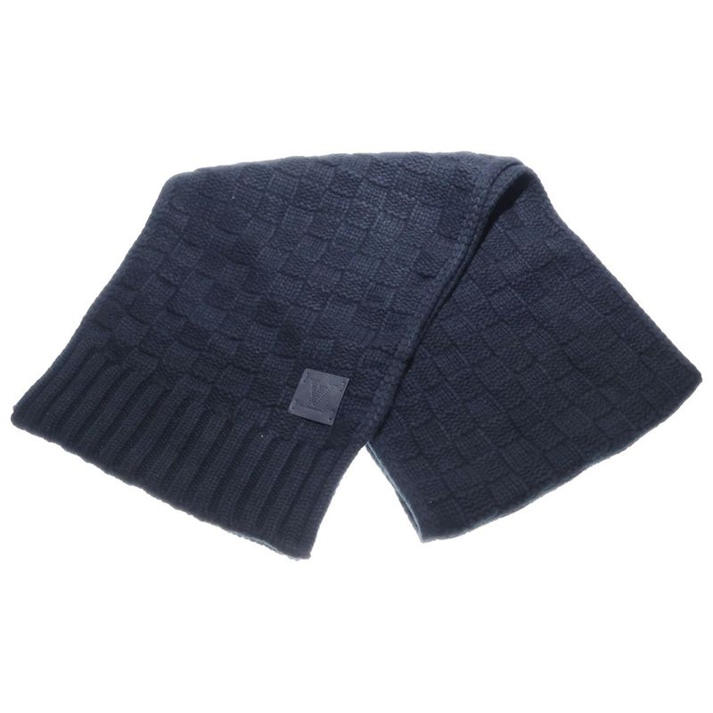 Louis Vuitton Echarpe Helsinki Damier Pattern Cashmere Scarf Stole Black M74421