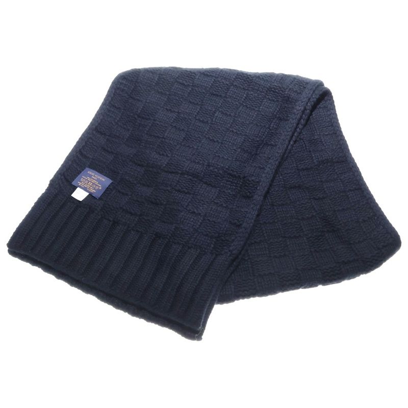 Louis Vuitton Echarpe Helsinki Damier Pattern Cashmere Scarf Stole Black M74421