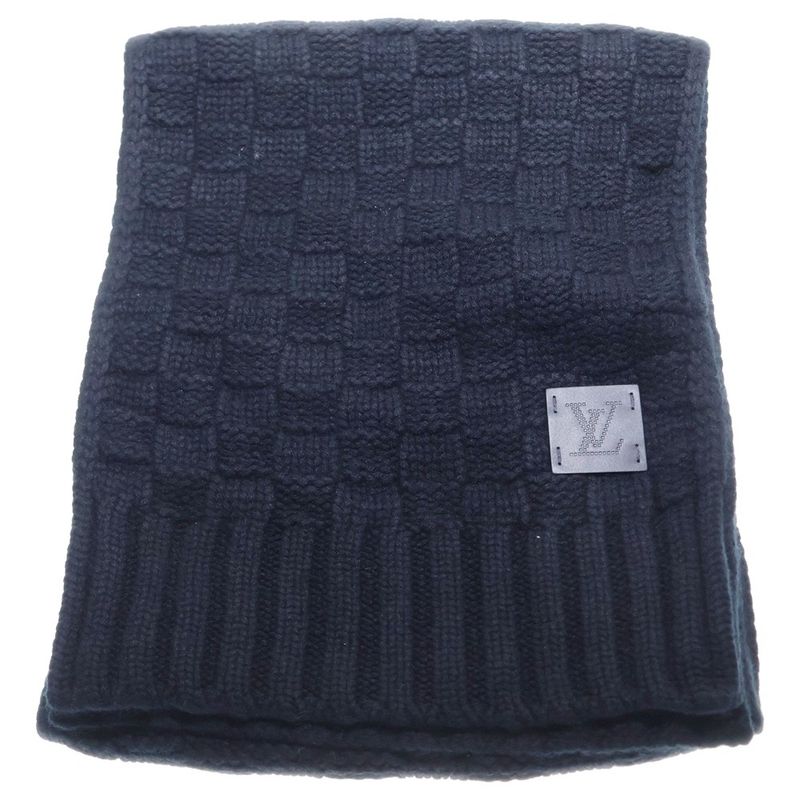 Louis Vuitton Echarpe Helsinki Damier Pattern Cashmere Scarf Stole Black M74421