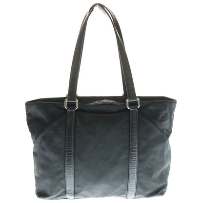 Prada Tessuto Tote Handbag Black Nylon And Leather Silver Hardware