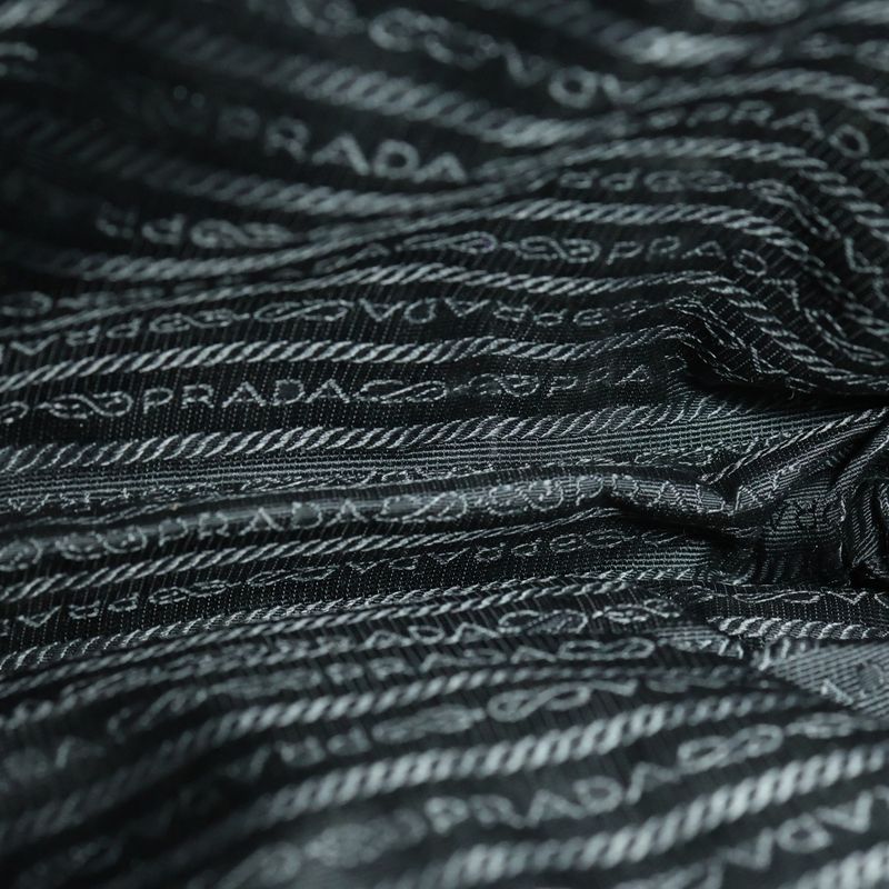 Prada Tessuto Tote Handbag Black Nylon And Leather Silver Hardware