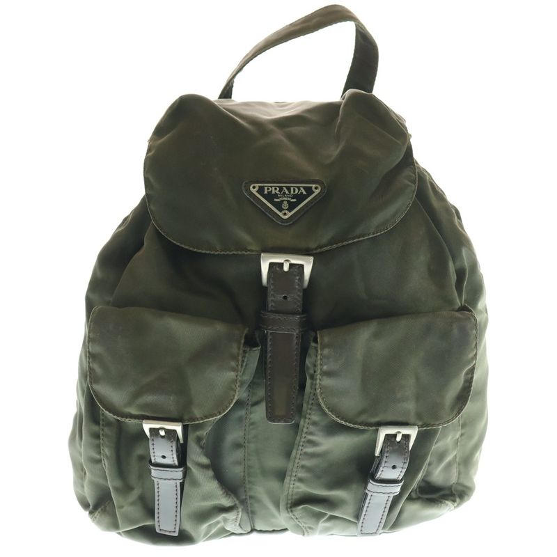 Prada Nylon Backpack Sac Backpack Shoulder Bag Green Khaki Tessuto