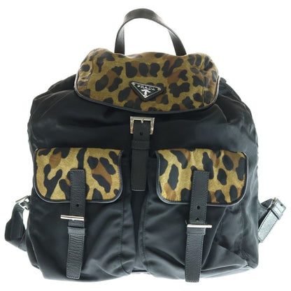 Prada Backpack Sac Backpack Leopard Black Tessuto Nylon 1bz811