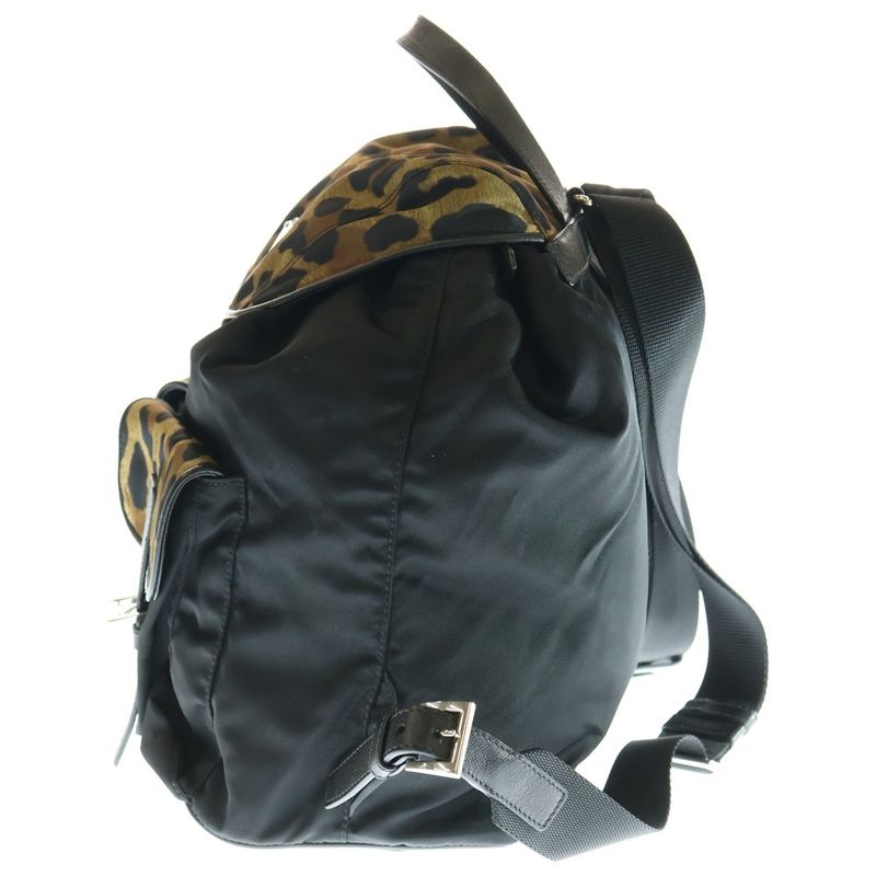 Prada Backpack Sac Backpack Leopard Black Tessuto Nylon 1bz811