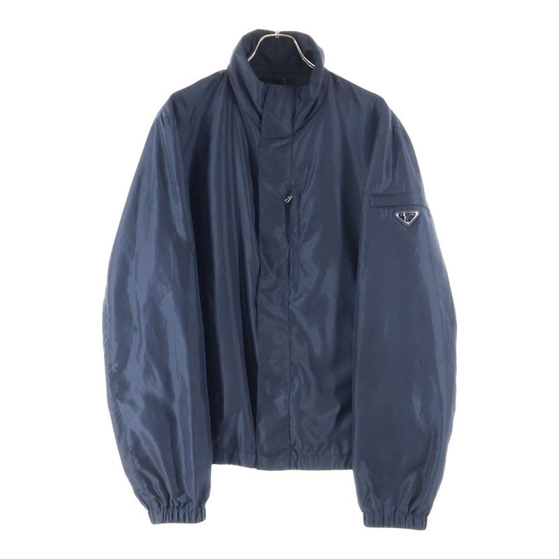 Prada 24SS Triangle Plate Nylon Zip Up Blouson Jacket Black Sgn521 R191 1060
