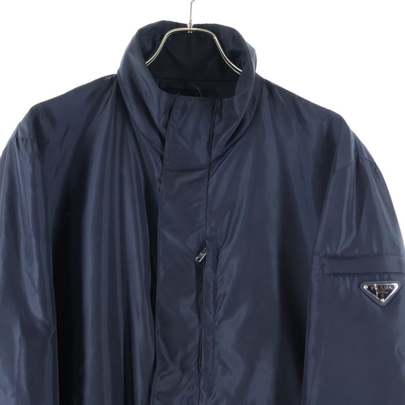 Prada 24SS Triangle Plate Nylon Zip Up Blouson Jacket Black Sgn521 R191 1060