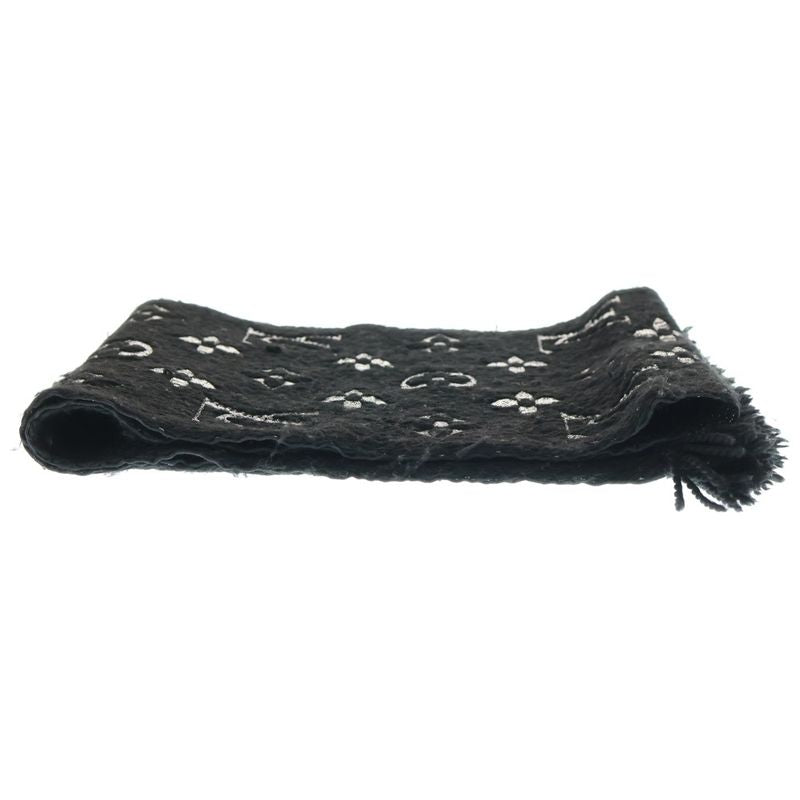 Louis Vuitton Echarpe Logomania Shine Fringe Scarf Stole Black Lamé Yarn M75833