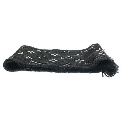 Louis Vuitton Echarpe Logomania Shine Fringe Scarf Stole Black Lamé Yarn M75833