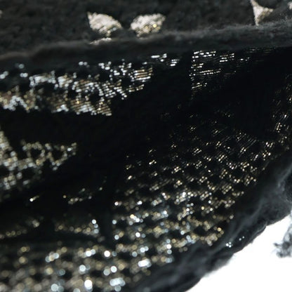 Louis Vuitton Echarpe Logomania Shine Fringe Scarf Stole Black Lamé Yarn M75833