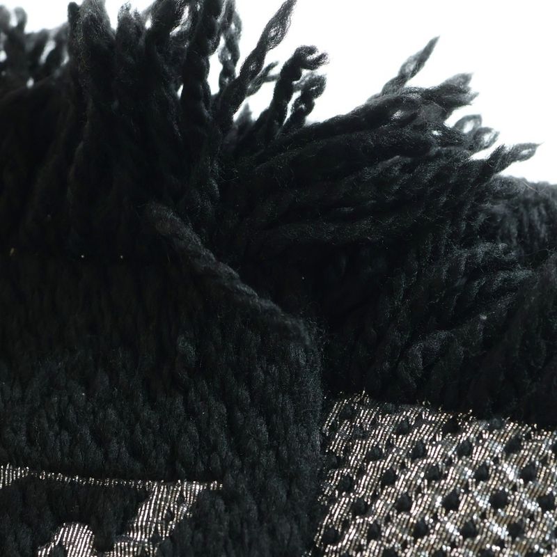 Louis Vuitton Echarpe Logomania Shine Fringe Scarf Stole Black Lamé Yarn M75833