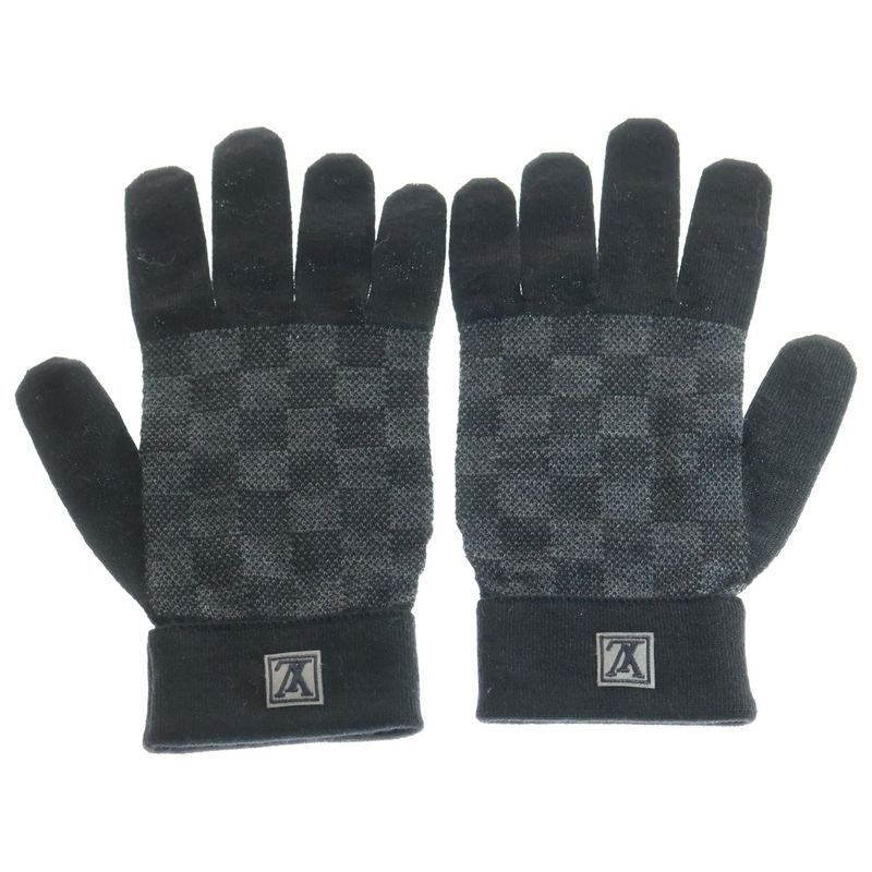 Louis Vuitton Gon Petit Damier Graphite Gloves Black Wool M70006